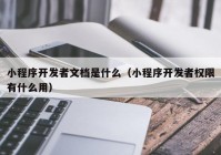 小程序开发者文档是什么（小程序开发者权限有什么用）